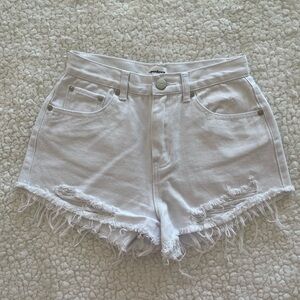 SUPERDOWN| white jean shorts